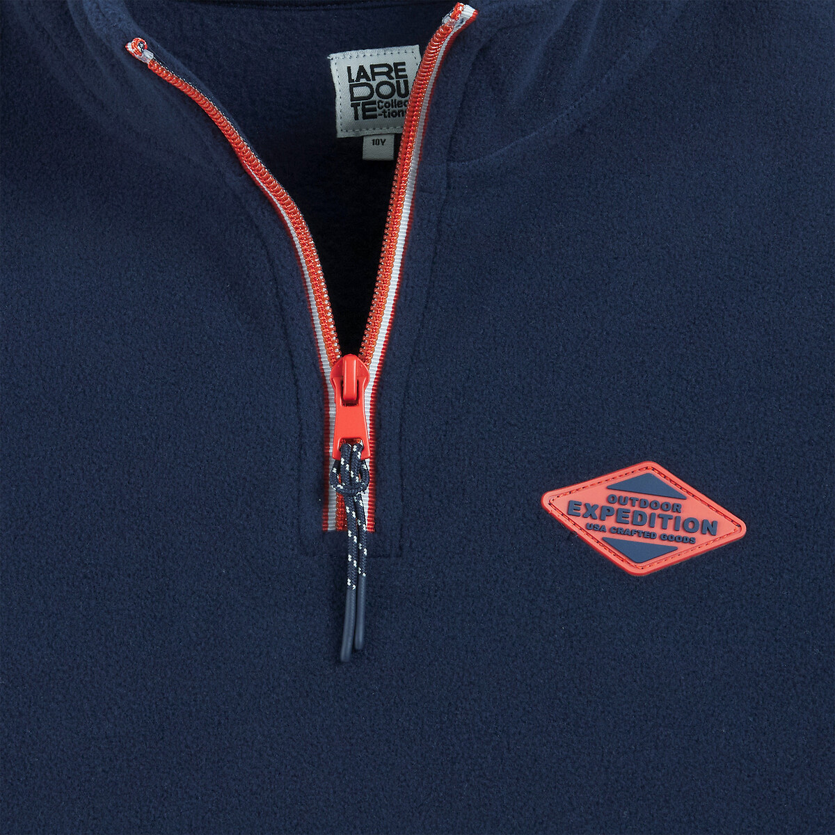 Sweatshirt met schipperskraag met rits, fleece marineblauw, LA REDOUTE COLLECTIONS