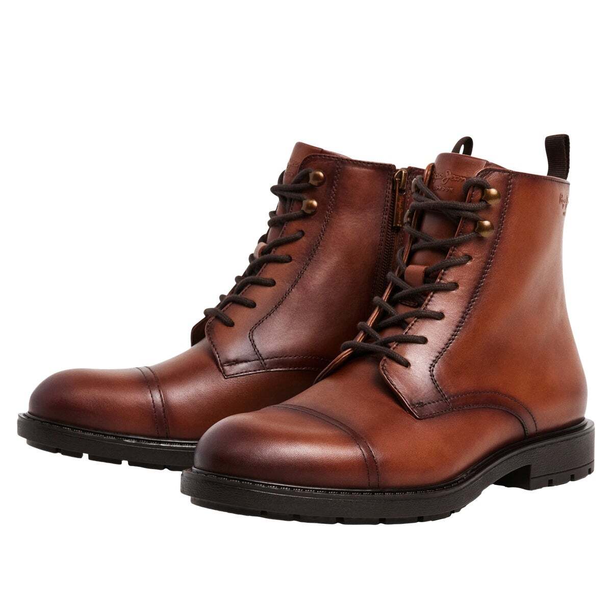Bottes En Cuir Avec Fermeture À Lacets brun brun, PEPE JEANS