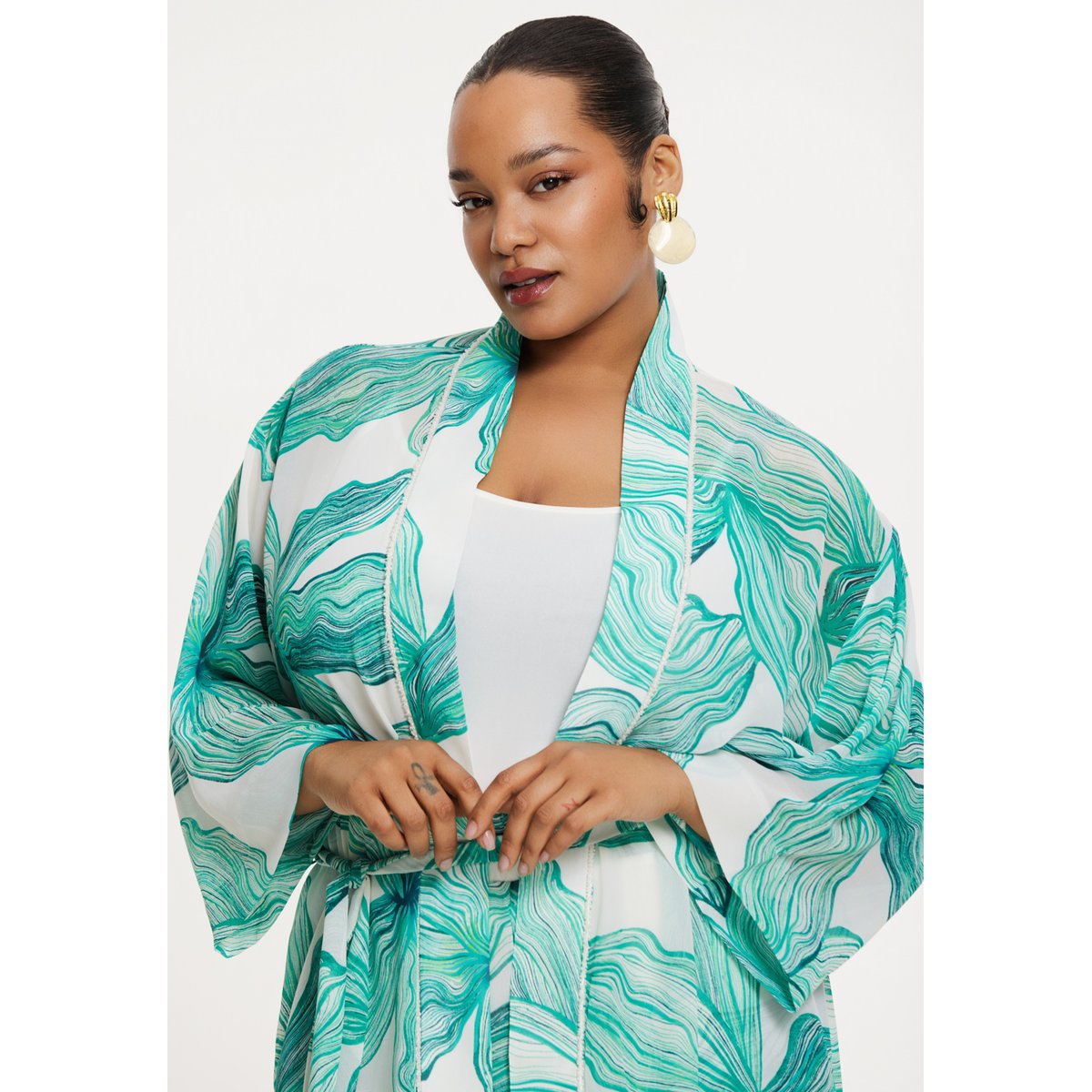 Kimono imprimée turquoise, YOEK