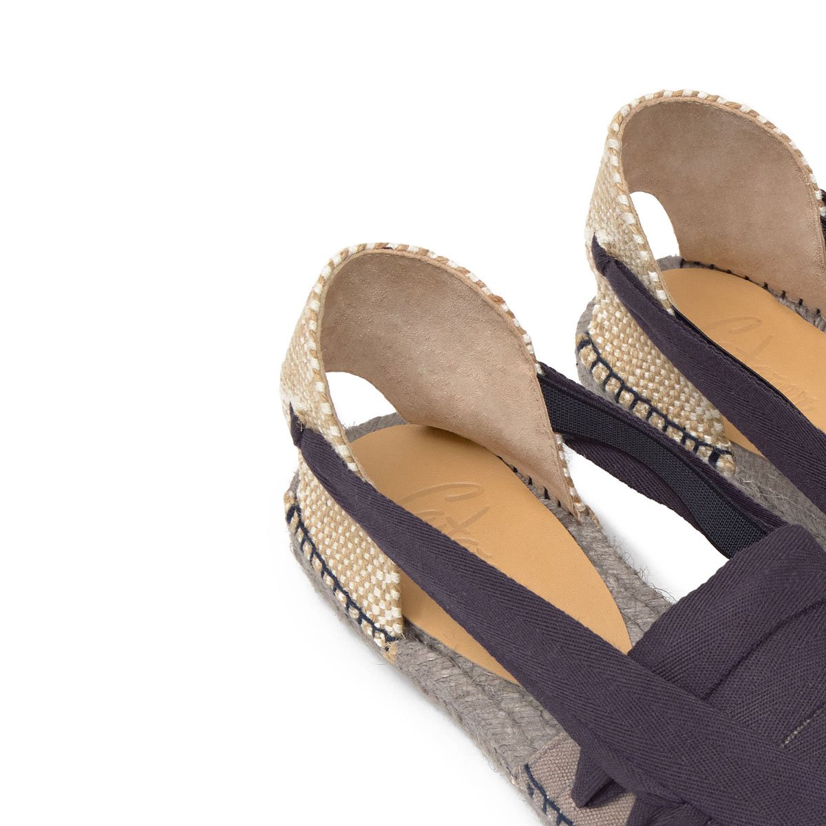 Espadrilles plates en coton organique à lacets NORMAN PLATFORM bleu marine, CASTANER