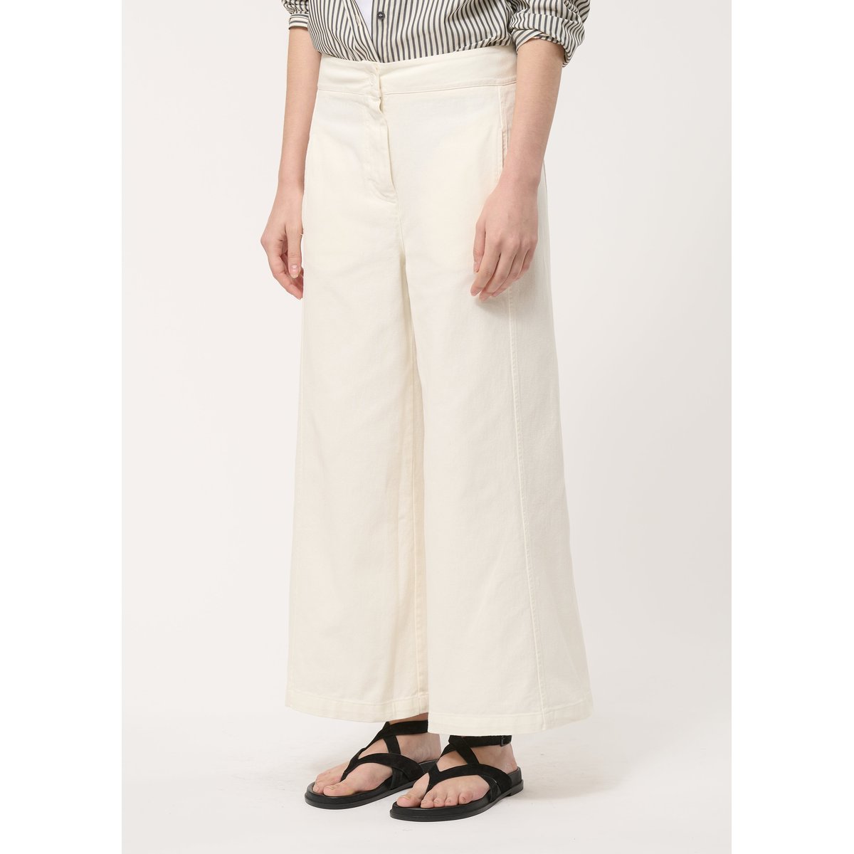 Pantalon barrel en coton taille haute naturel, HUMILITY