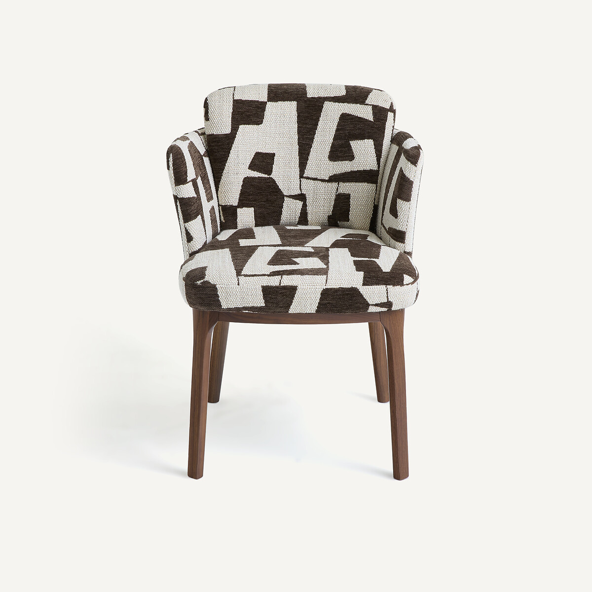 Poltrona da tavolo, noce e tessuto jacquard, Jabote cachou schiarito, AM.PM