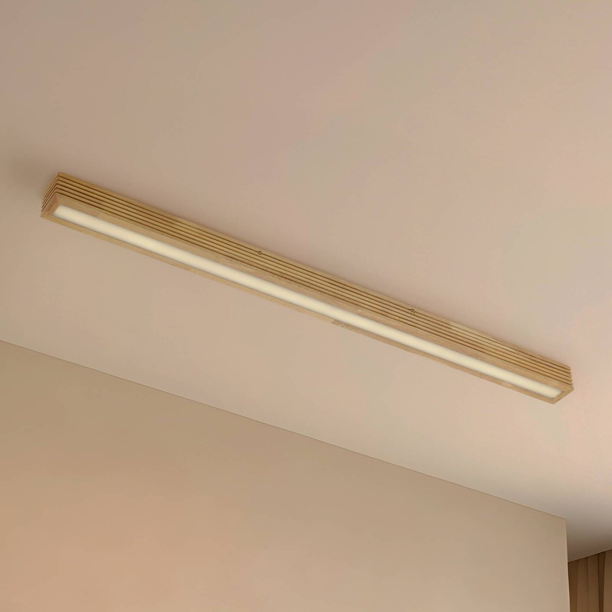 Plafonnier en bois designLED, Emara chêne clair, noir, blanc, LUCANDE