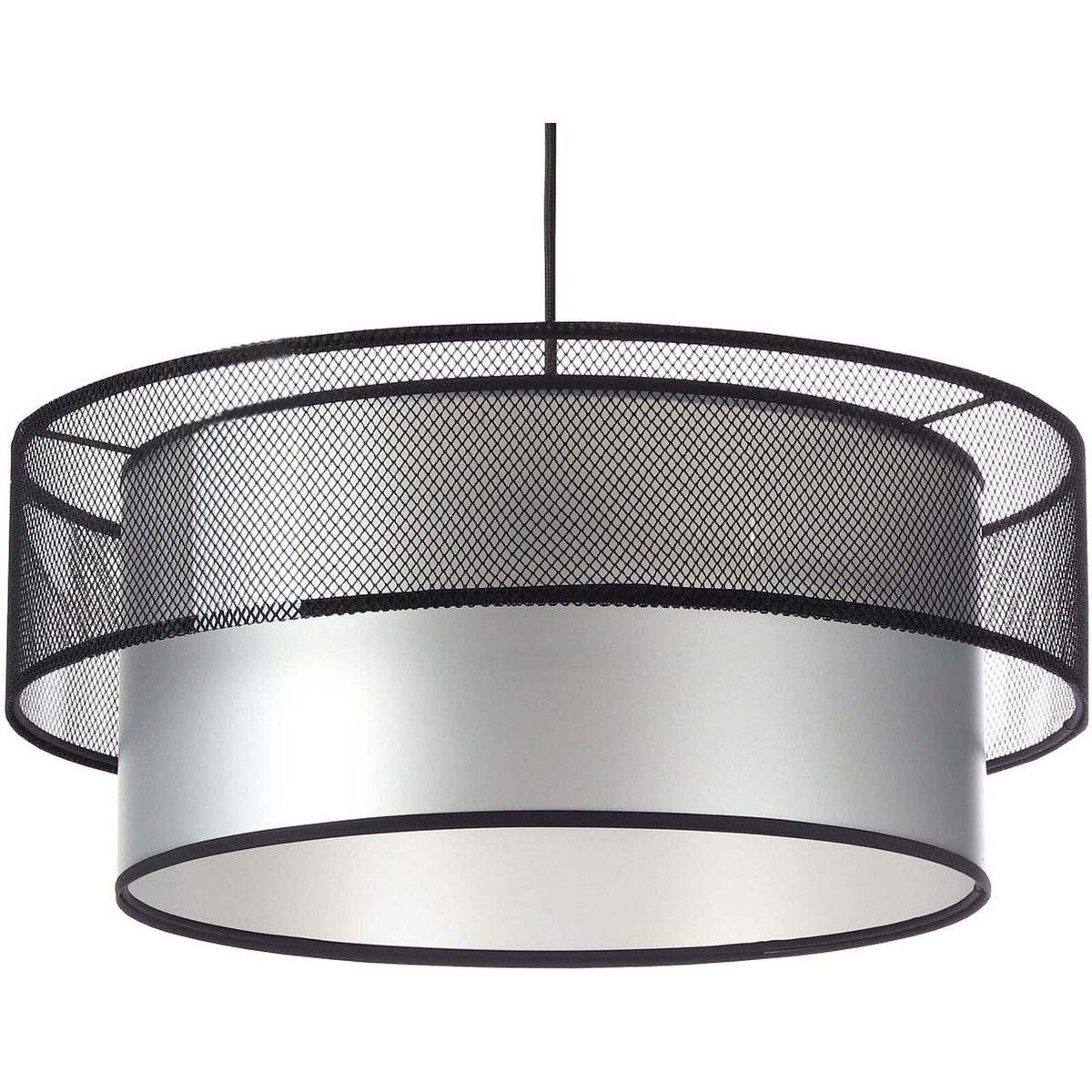 Suspension DUO ÉLÉGANT filet noir et argent satiné et brillant, BPS KONCEPT