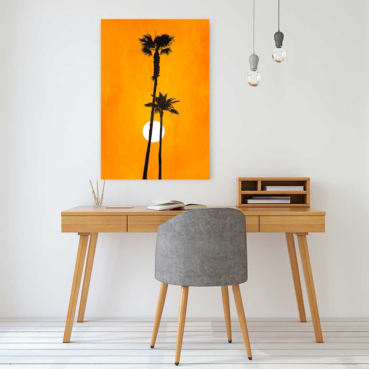 Tableau scandinave Sunset palm tableau alu dibond, HEXOA