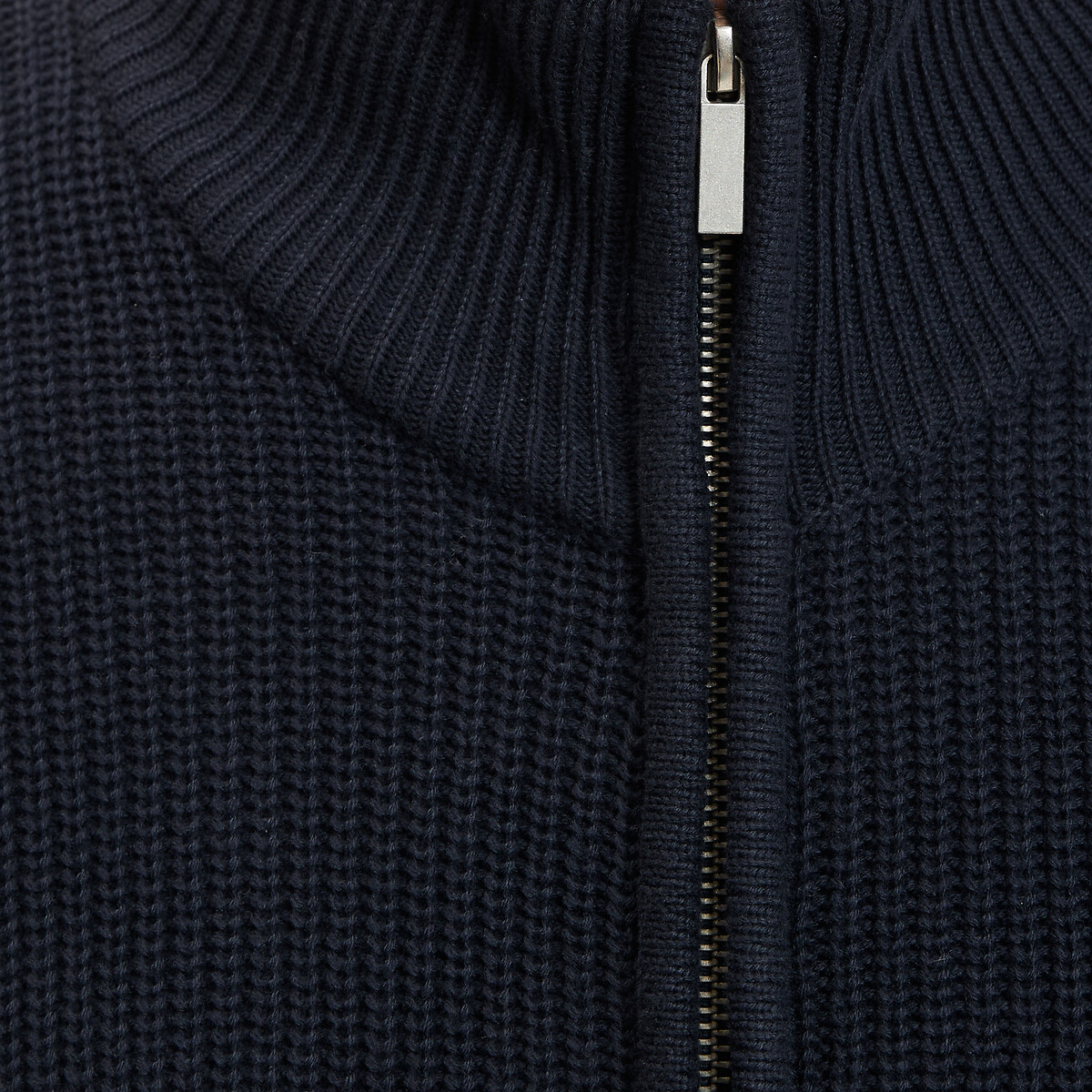 Gilet zippé, côtes anglaises, en coton bleu marine, LA REDOUTE COLLECTIONS