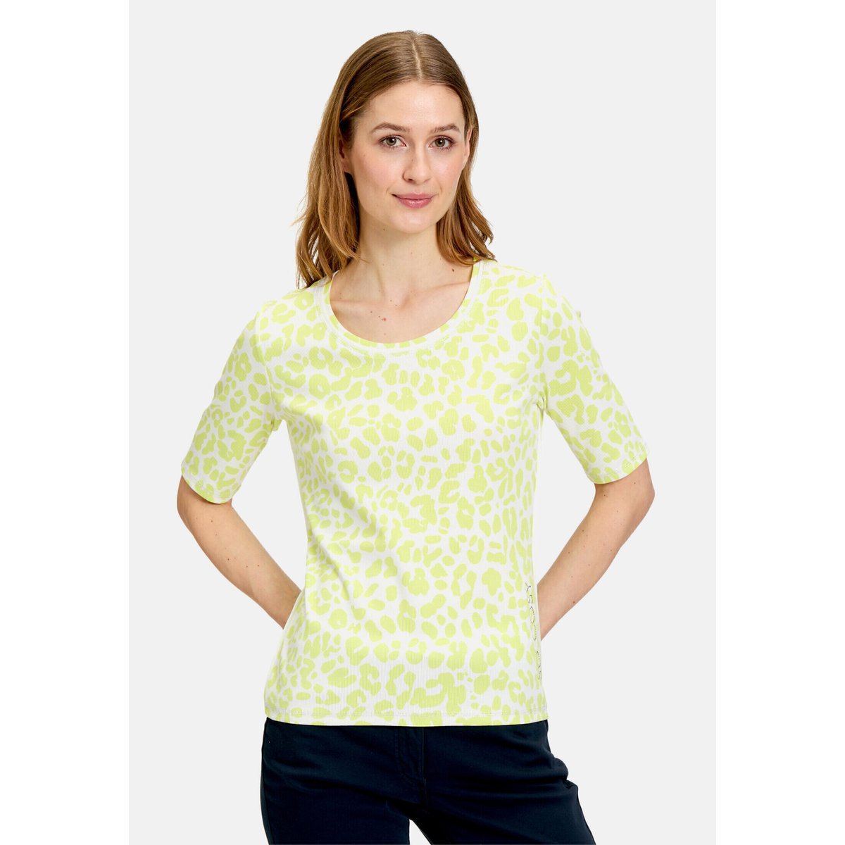 T-shirt basique de texture côtelée cream/green, BETTY BARCLAY