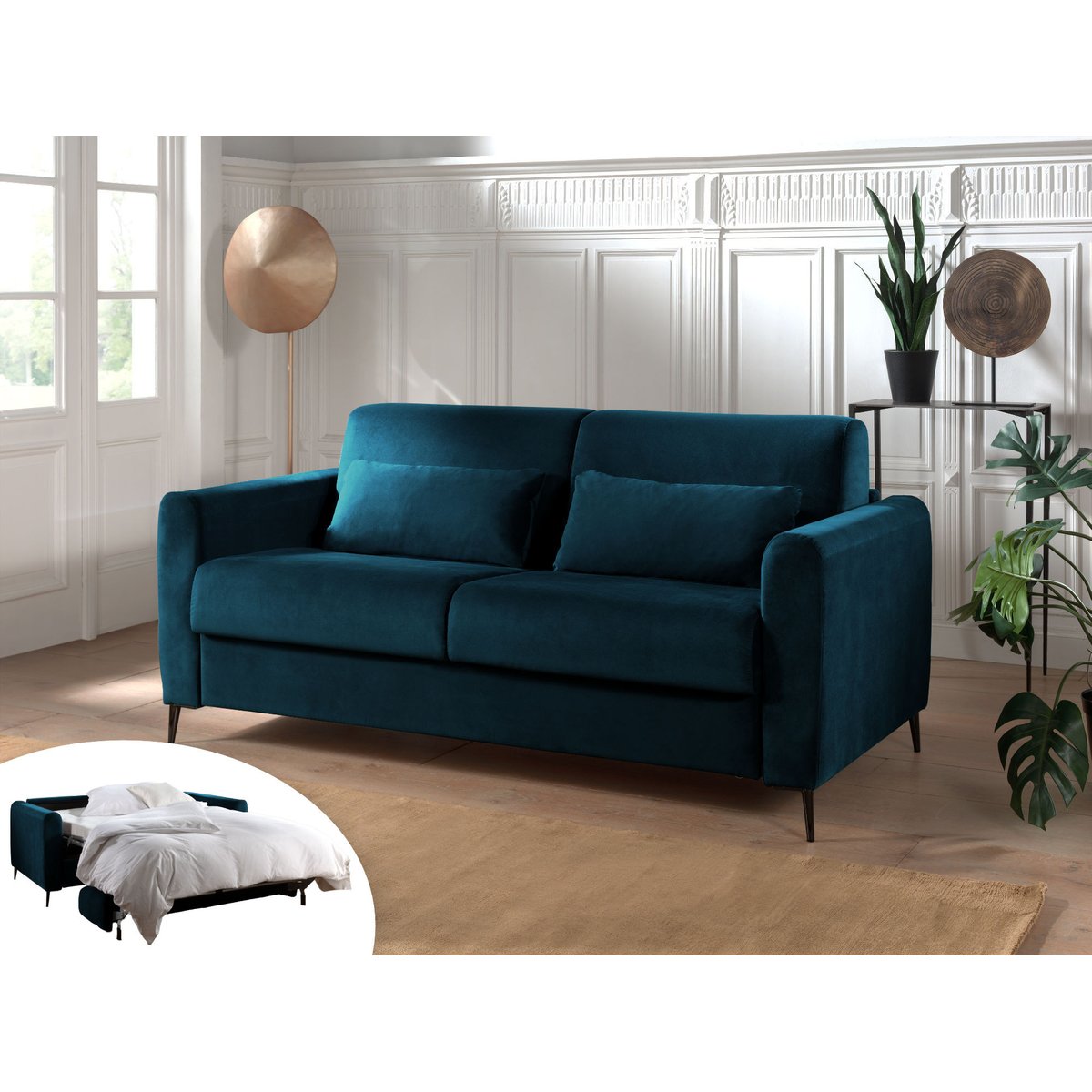 Lit - OWEN bleu canard, BEST MOBILIER