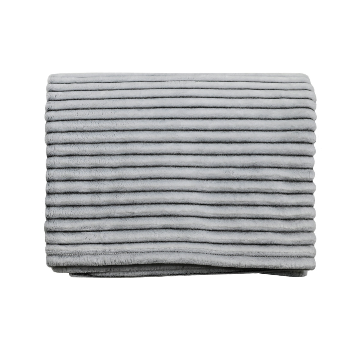 Plaid polaire côtelé extra doux et chaud KASH blanc/anthracite, SENSEI MAISON