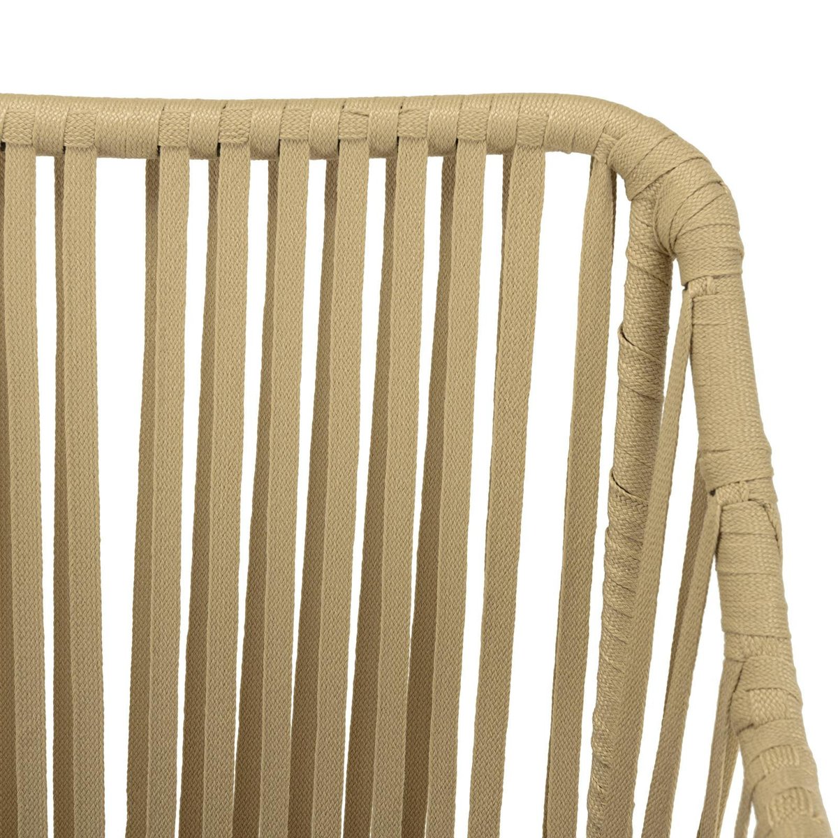 Salon de jardin 1 table ronde métal noir D70 cm - 2 fauteuils cordage couleur naturelle 1 coussin noir GIJON noir, PIER IMPORT