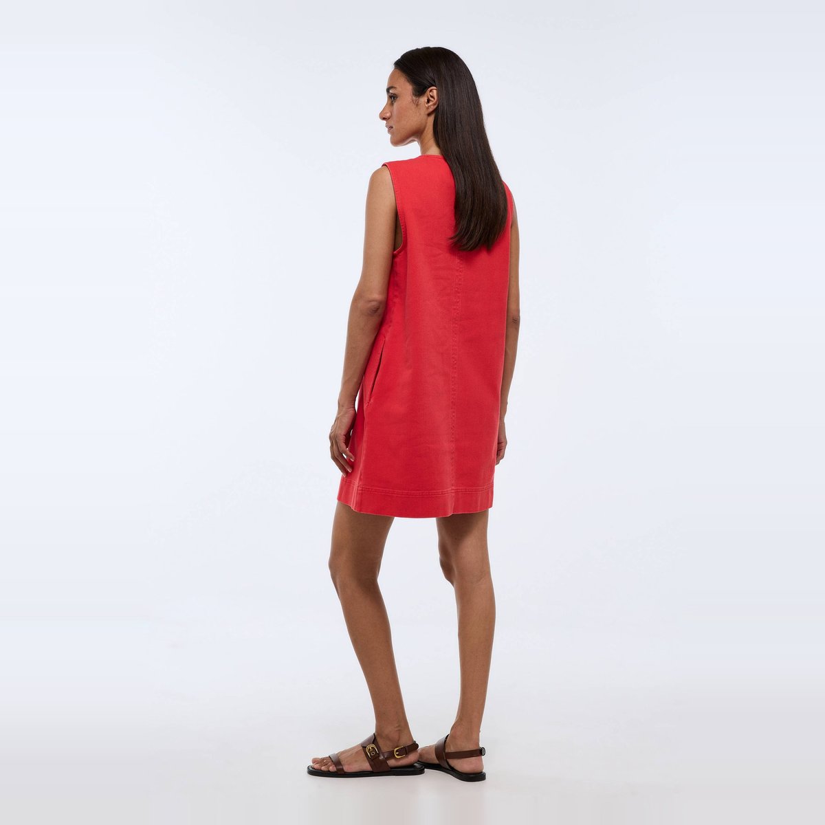 Robe courte en denim en coton BIO GOTS rouge, MONOPRIX