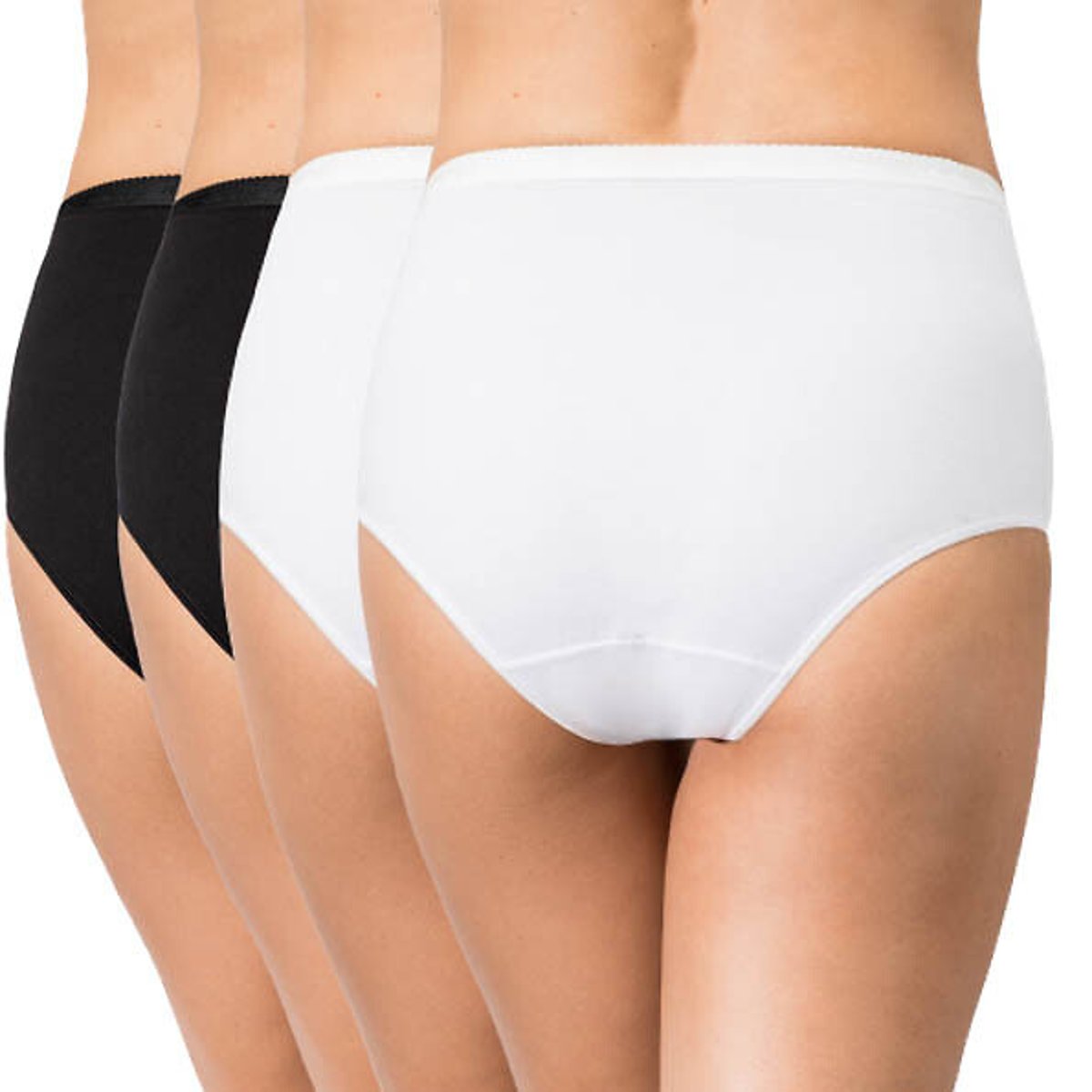 Lot de 3 + 1 gratuit slips midi en coton bio 2 blanc + 2 noir, PLAYTEX