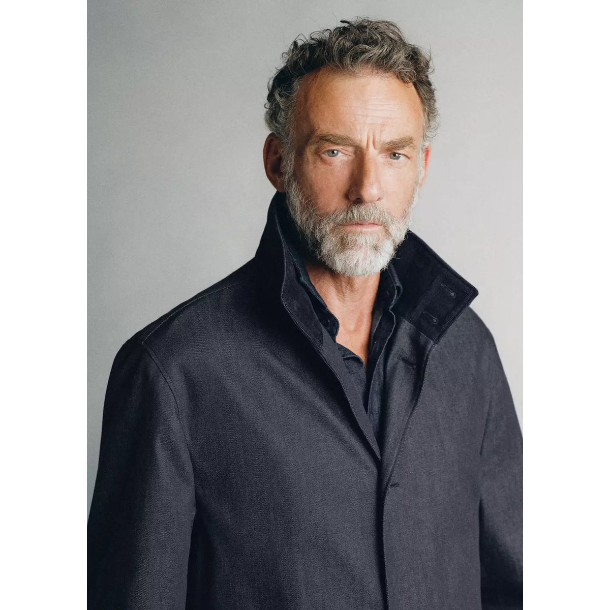 Trench en jean col montant bleu, MANGO MAN