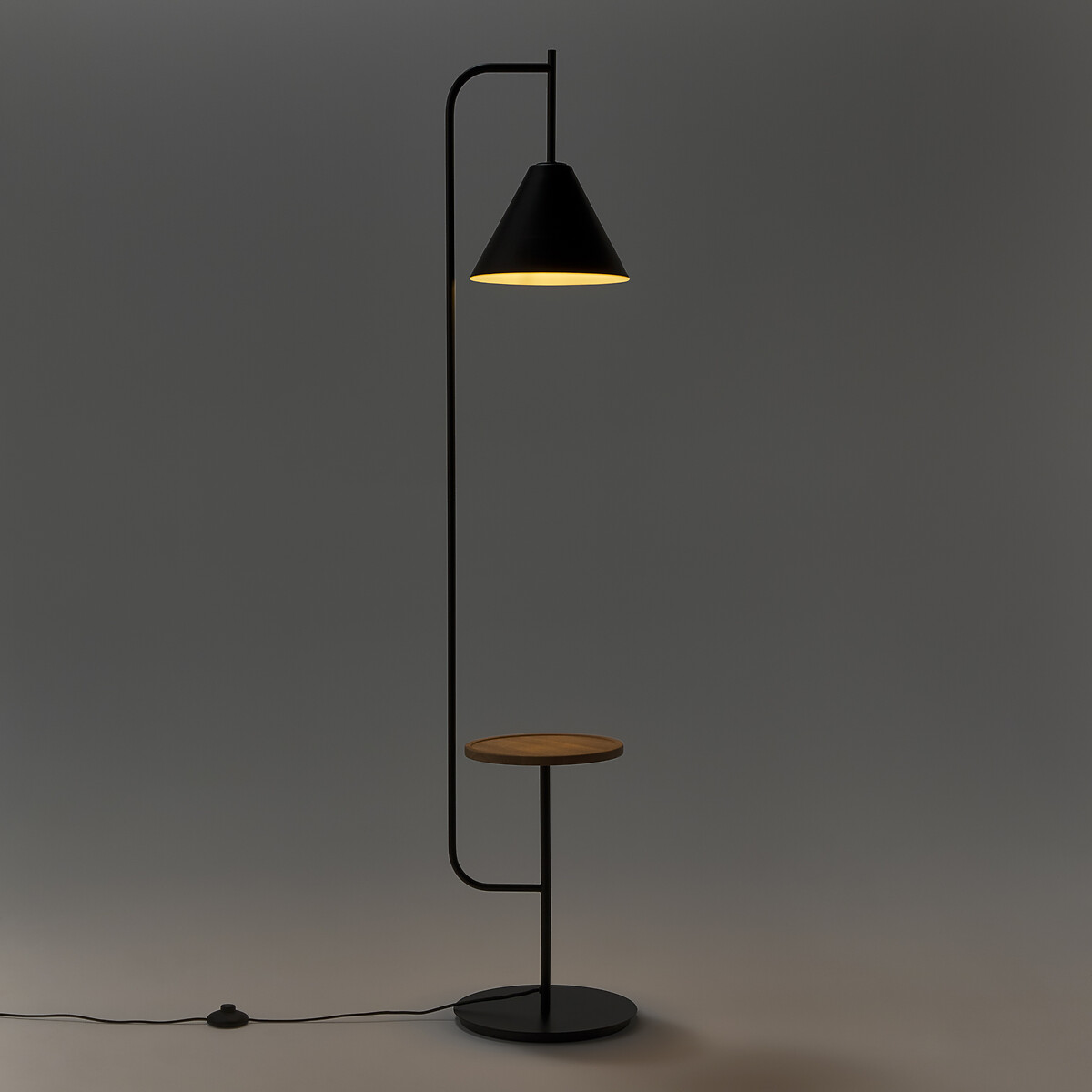 Lampadaire avec tablette métal fer et chêne, Mugli noir, LA REDOUTE INTERIEURS
