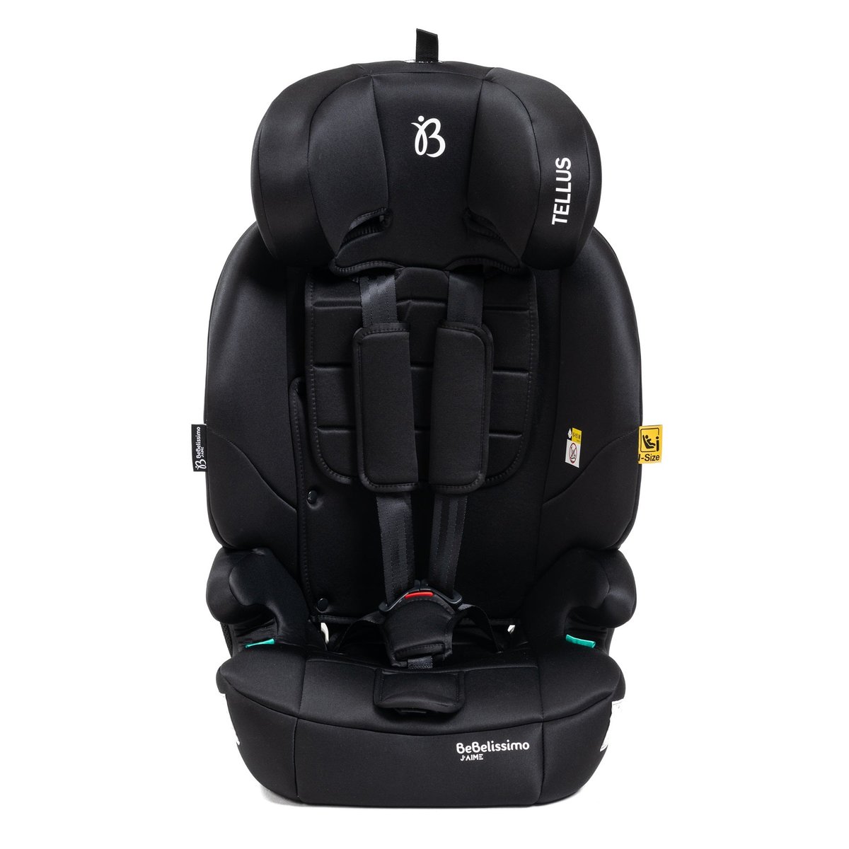 Siège auto bébé I-size  - 76 -150cm - Tellus - de 9 à 36 kg, 15 mois à 12 ans -gris noir, BEBELISSIMO J'AIME