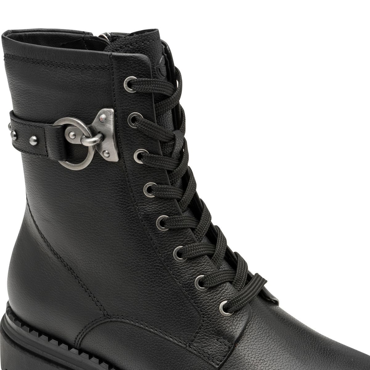 Bottine en cuir noir, TAMARIS