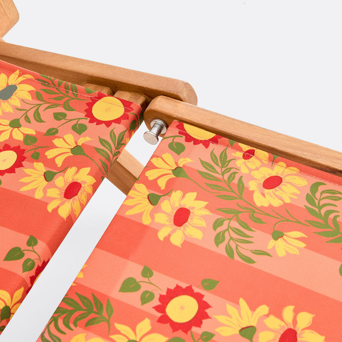 Liegestuhl aus massivem Akazienholz, Stoff mit Blumendruck, VALERIA motiv blumen, LA REDOUTE INTERIEURS