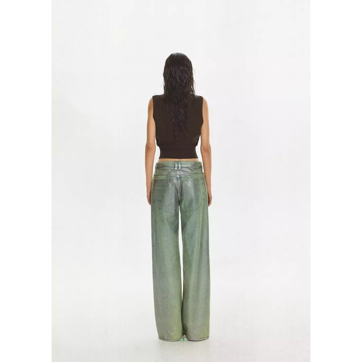 Jean droit foil vert, MANGO