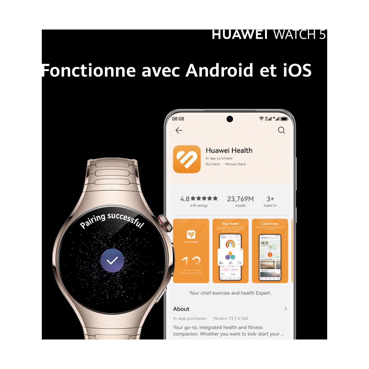 Montre connectée Watch 5 42mm Or dorã©, HUAWEI