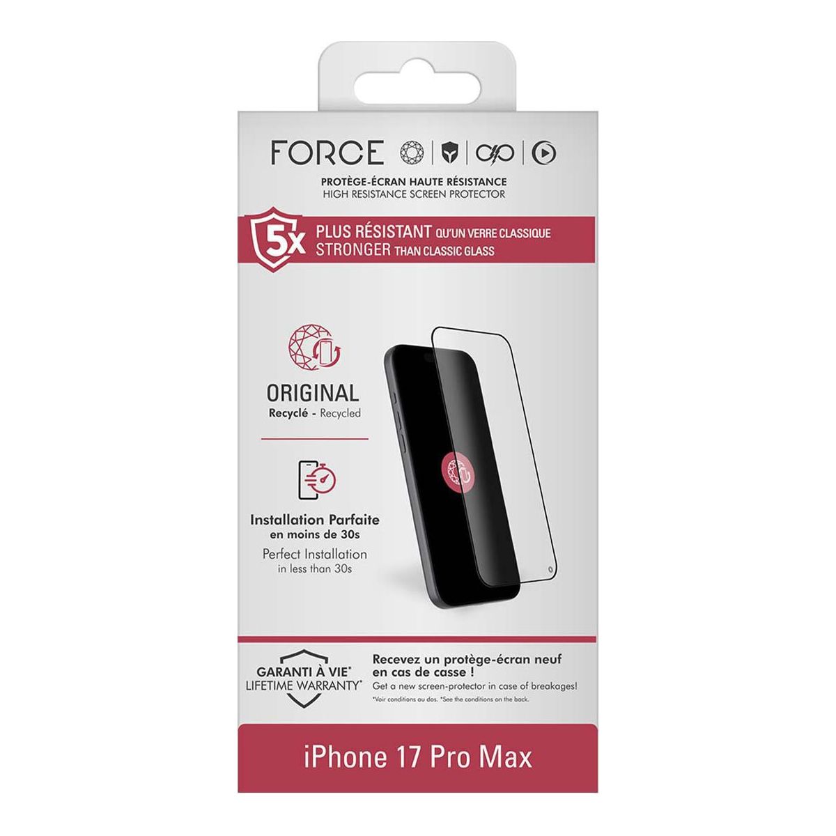 Pack iPhone 18 Pro Max + 3 Protège Lentilles couleur unique, FORCE GLASS