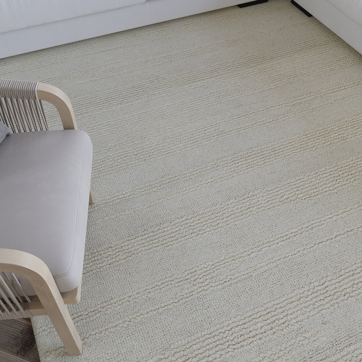 Tapis texturé à rayures fines ,  Hamptons TWENTYSEVEN blanc crème, WECON HOME