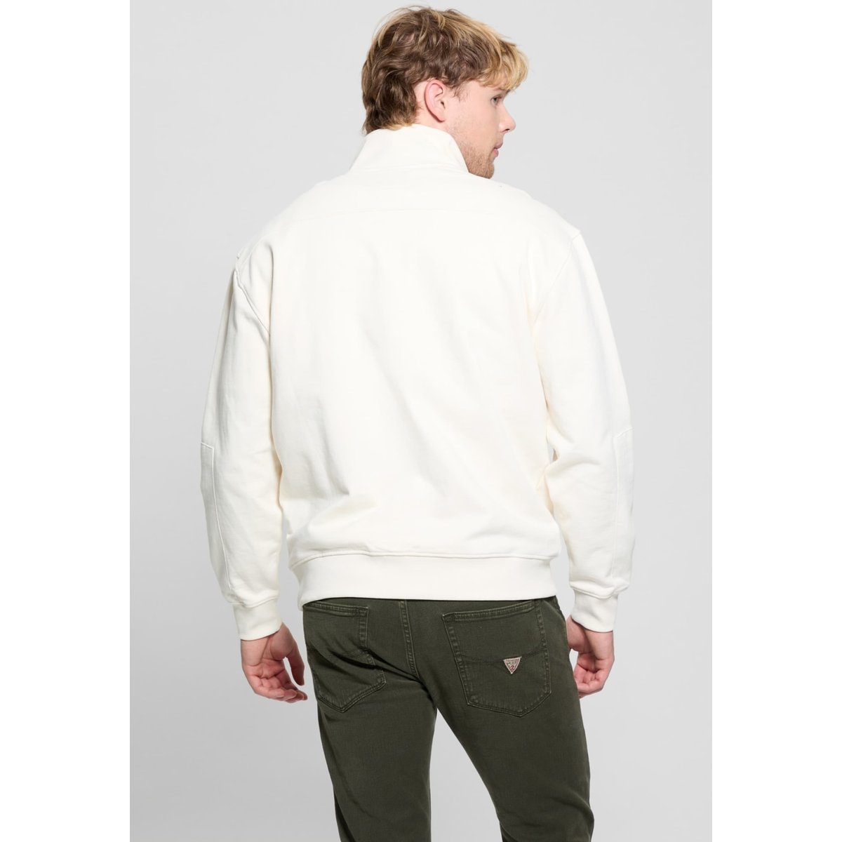Sweat-Shirt Stretch Col Camionneur blanc, GUESS