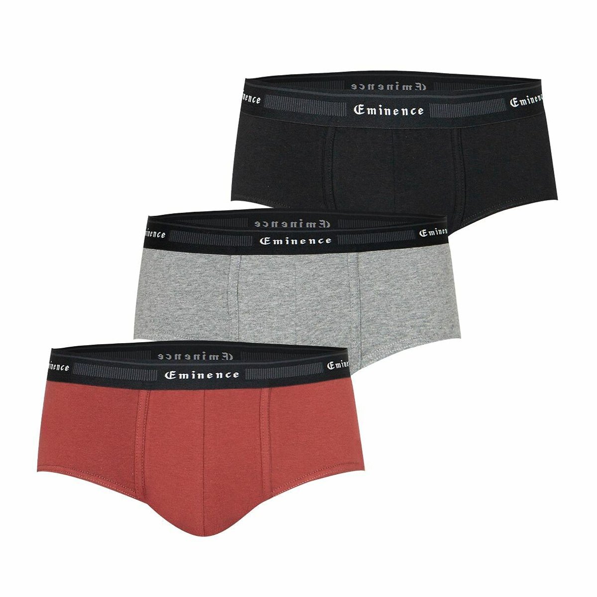 3er-Set Slips Tailor schwarz + grau + orange, EMINENCE