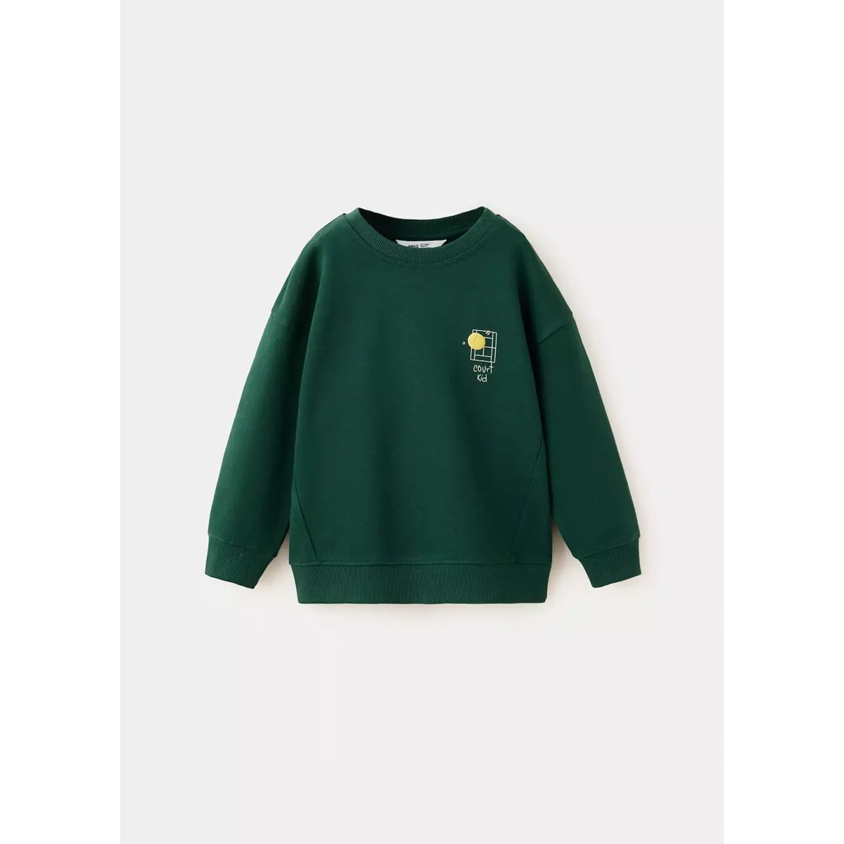 Sweat 100 % coton motif tennis vert foncé, MANGO BABY