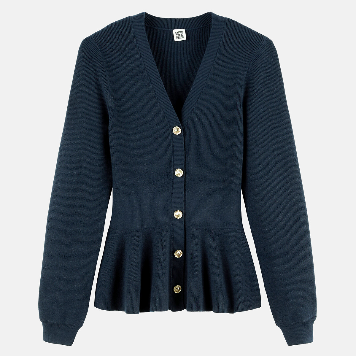 Cardigan col V, resserré à la taille bleu marine, LA REDOUTE COLLECTIONS