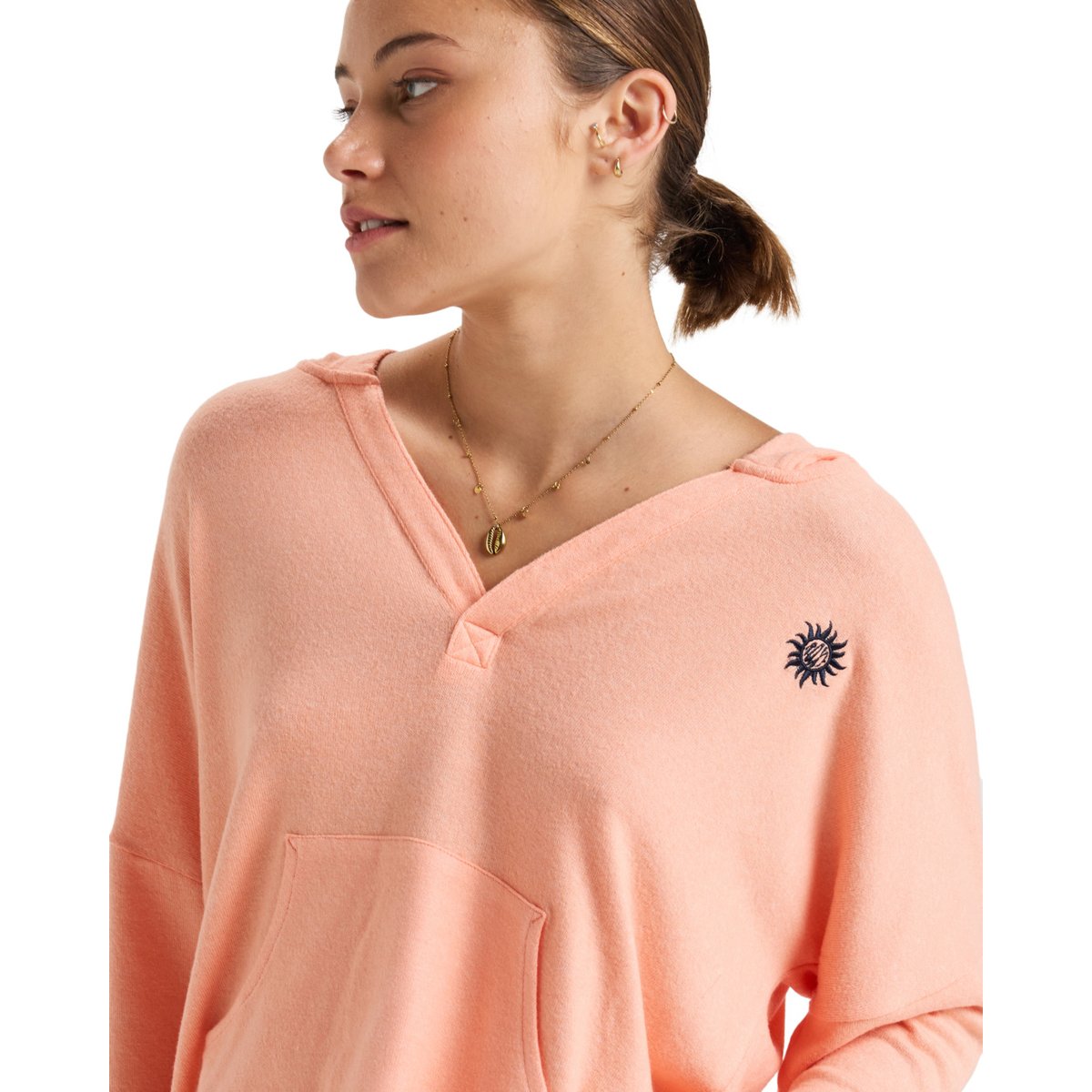Sweat à capuche SUNDAY COZY. rose salmon, ROXY