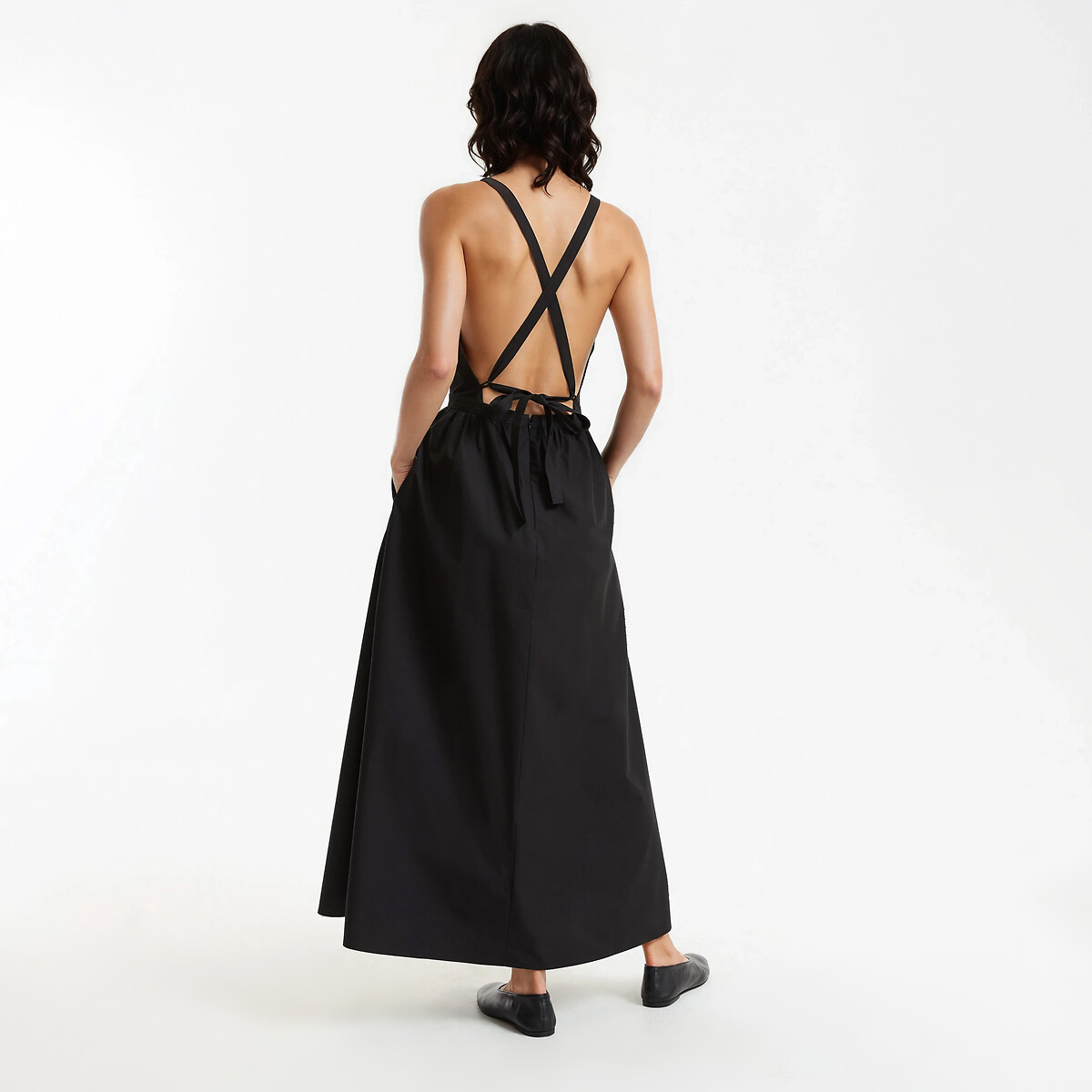 Robe longue à bretelles col V noir, LA REDOUTE COLLECTIONS
