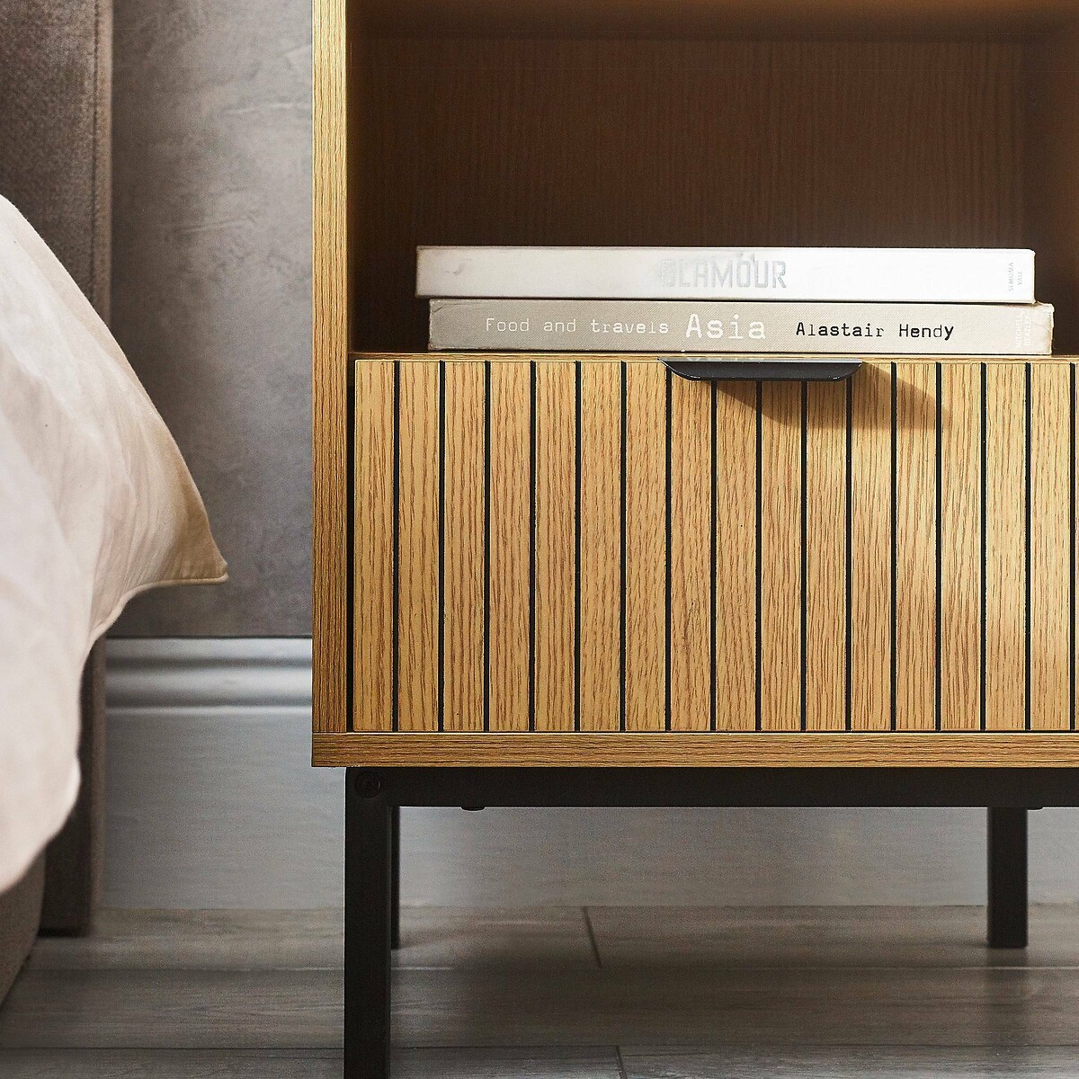 Gia Slatted Oak Side Table oak, SO'HOME