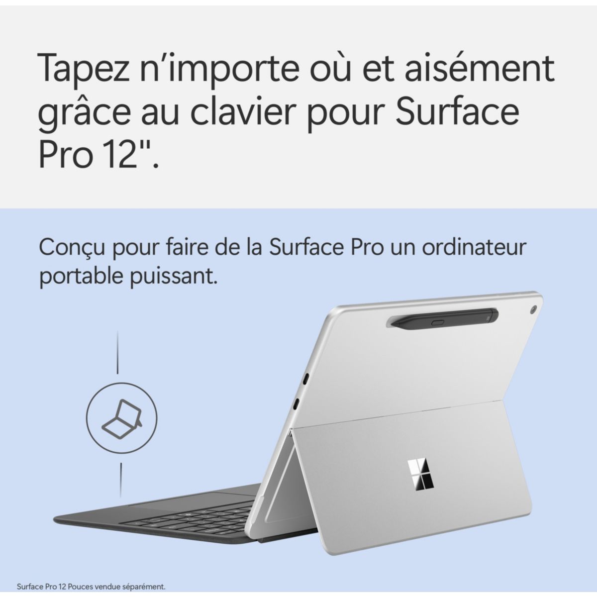 Clavier Clavier +Stylet Ardoise Surface Pro 12'' couleur unique, MICROSOFT