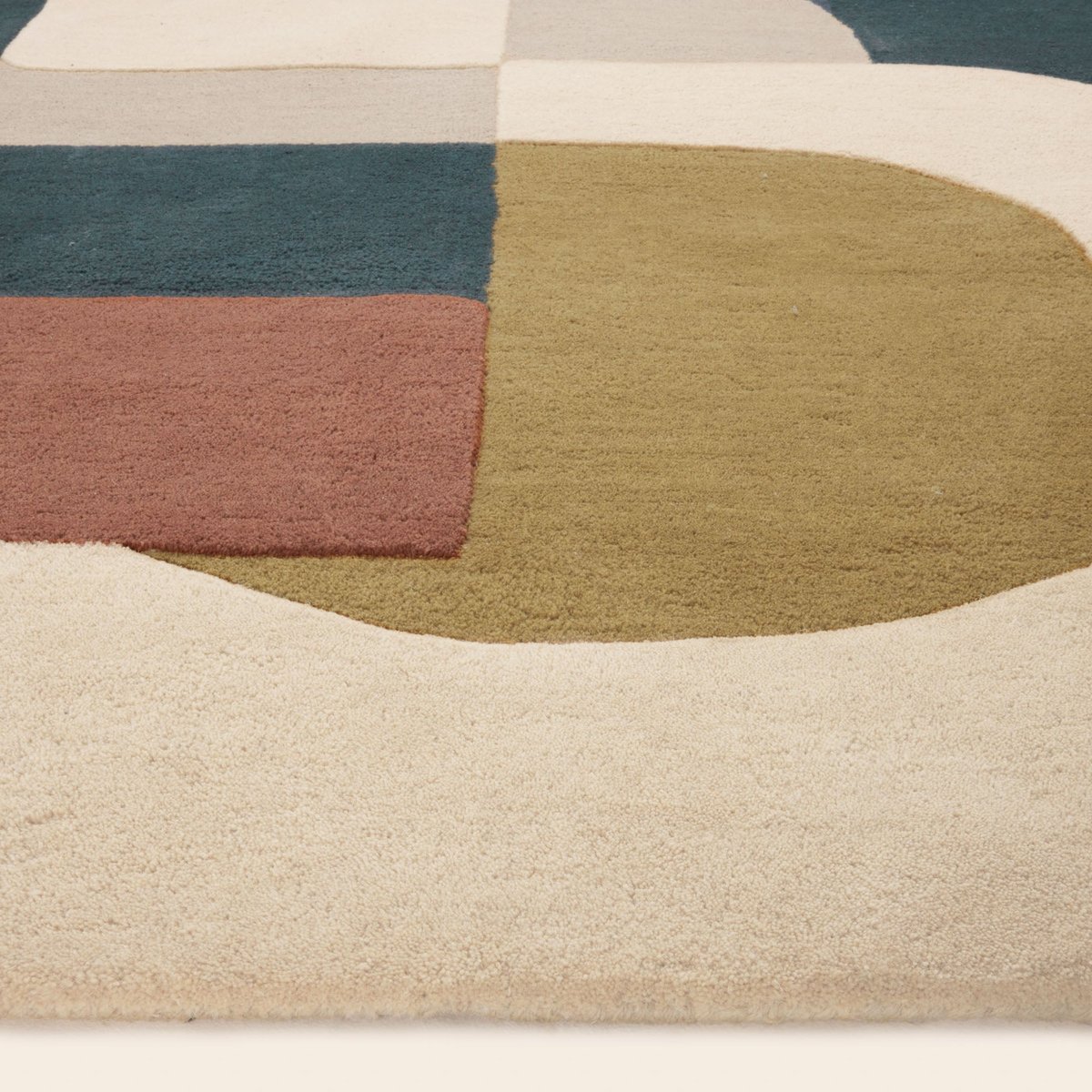 Tapis De Sol en Laine à motifs graphiques ANDREÏ naturel et multicolore, MADURA