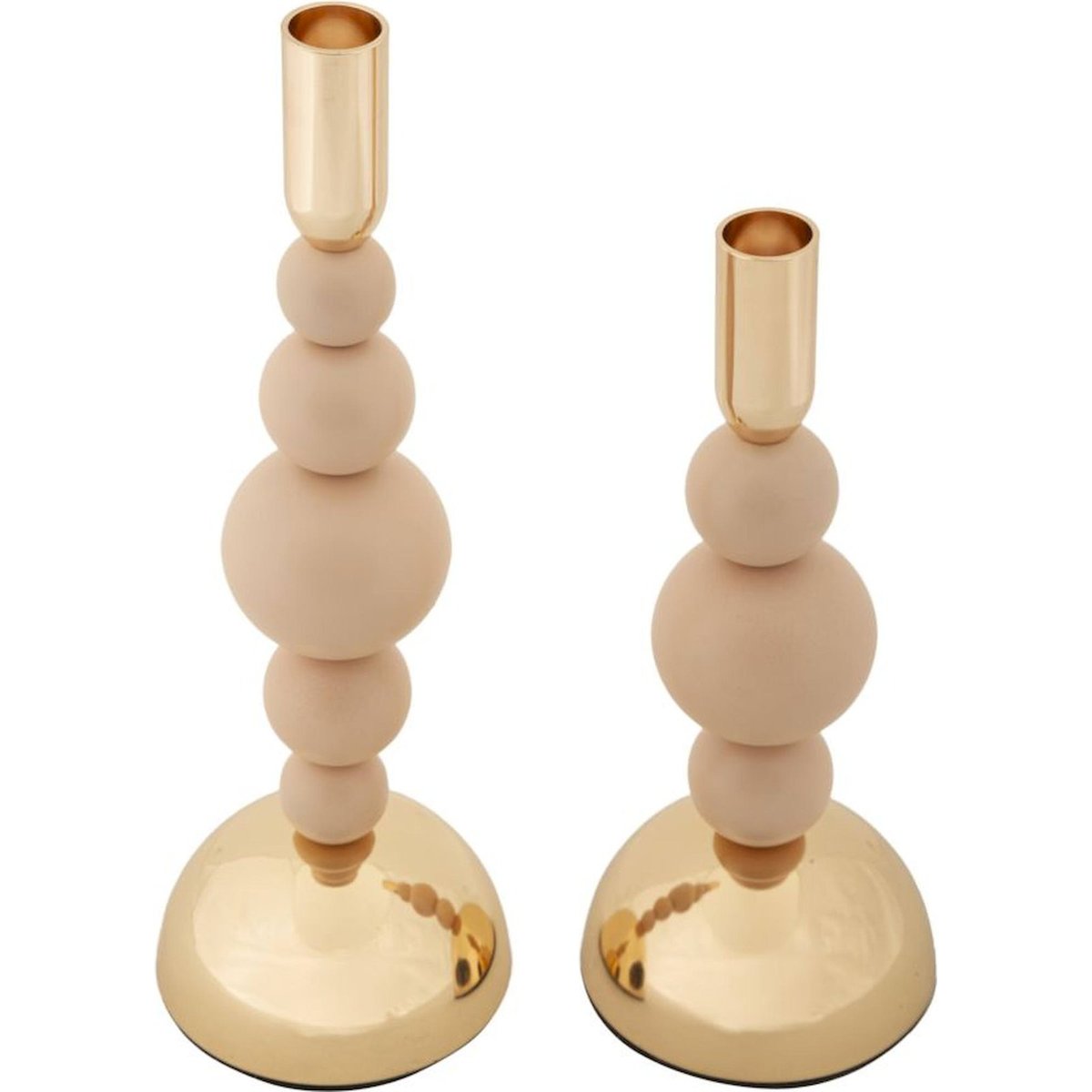 Bougeoirs sculpturaux en fer lot de 2 GLAM rose et doré, RECOLLECTION