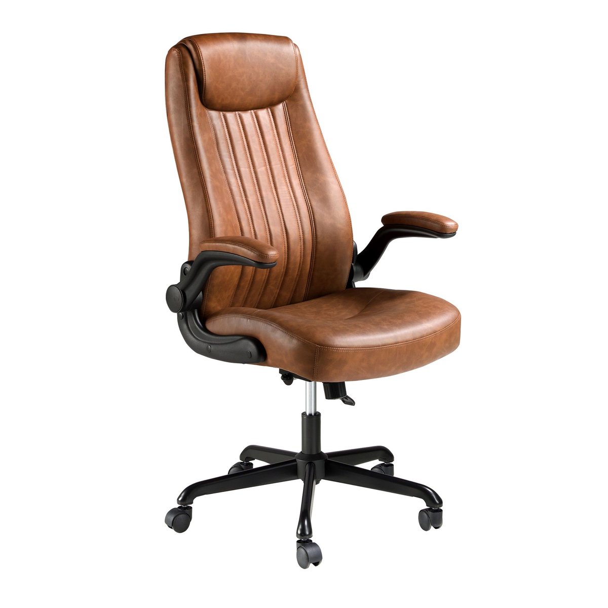Fauteuil de bureau pivotant en similicuir marron | noir, ANGEL CERDA