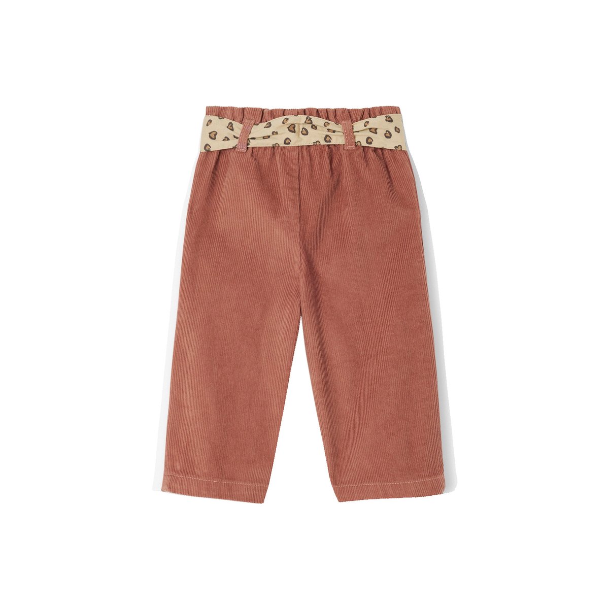 Pantalon bébé en velours côtelé avec ceinture "léopard" à nouer terracotta, VERTBAUDET
