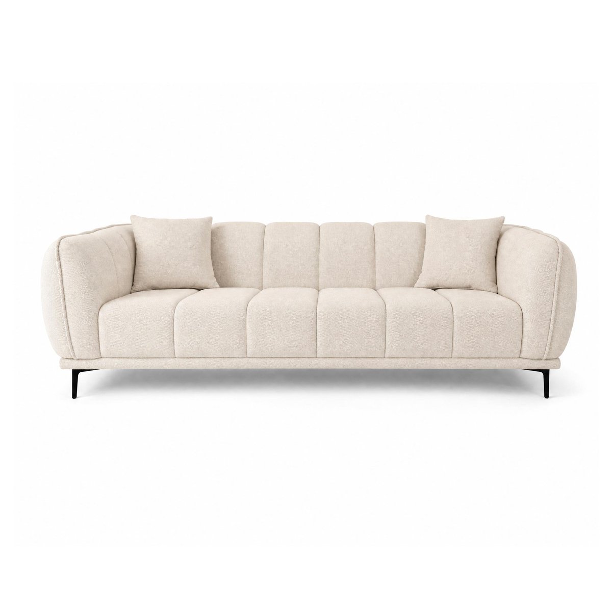 Canapé droit en velours texturé, ARSENE beige, LISA DESIGN