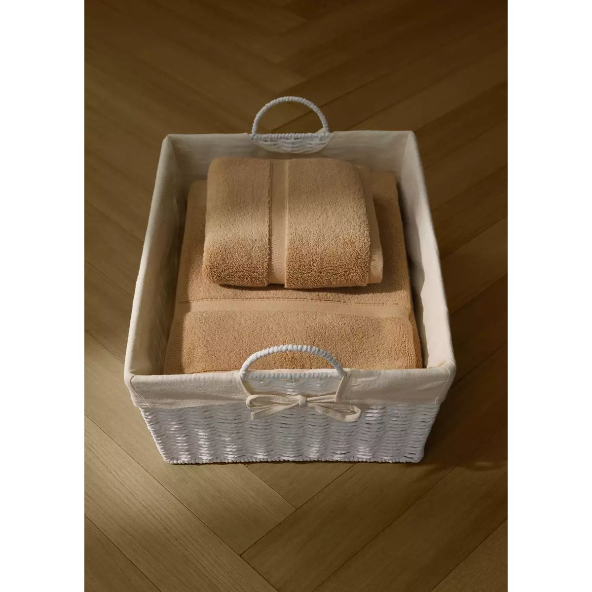 Panier à repasser avec tissu intérieur blanc, MANGO HOME