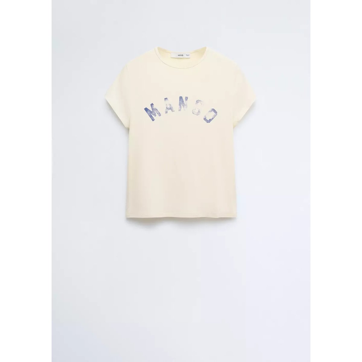 T-shirt imprimé logo usé blanc cassé, MANGO