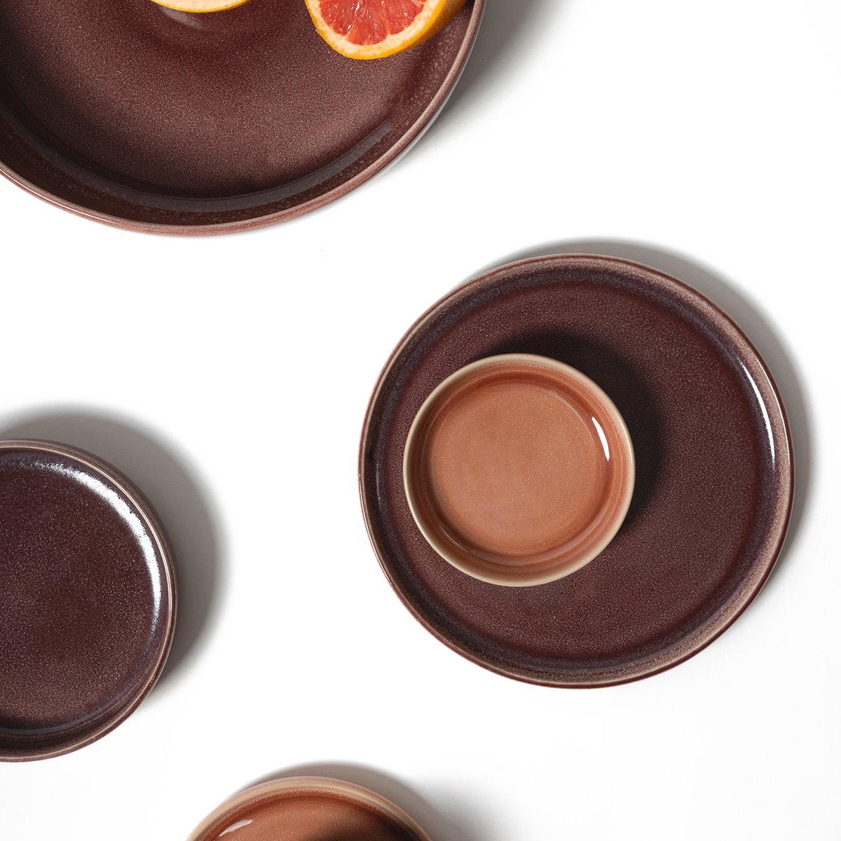 Lot de 4 assiette à desserts DUNA rouge, ONA