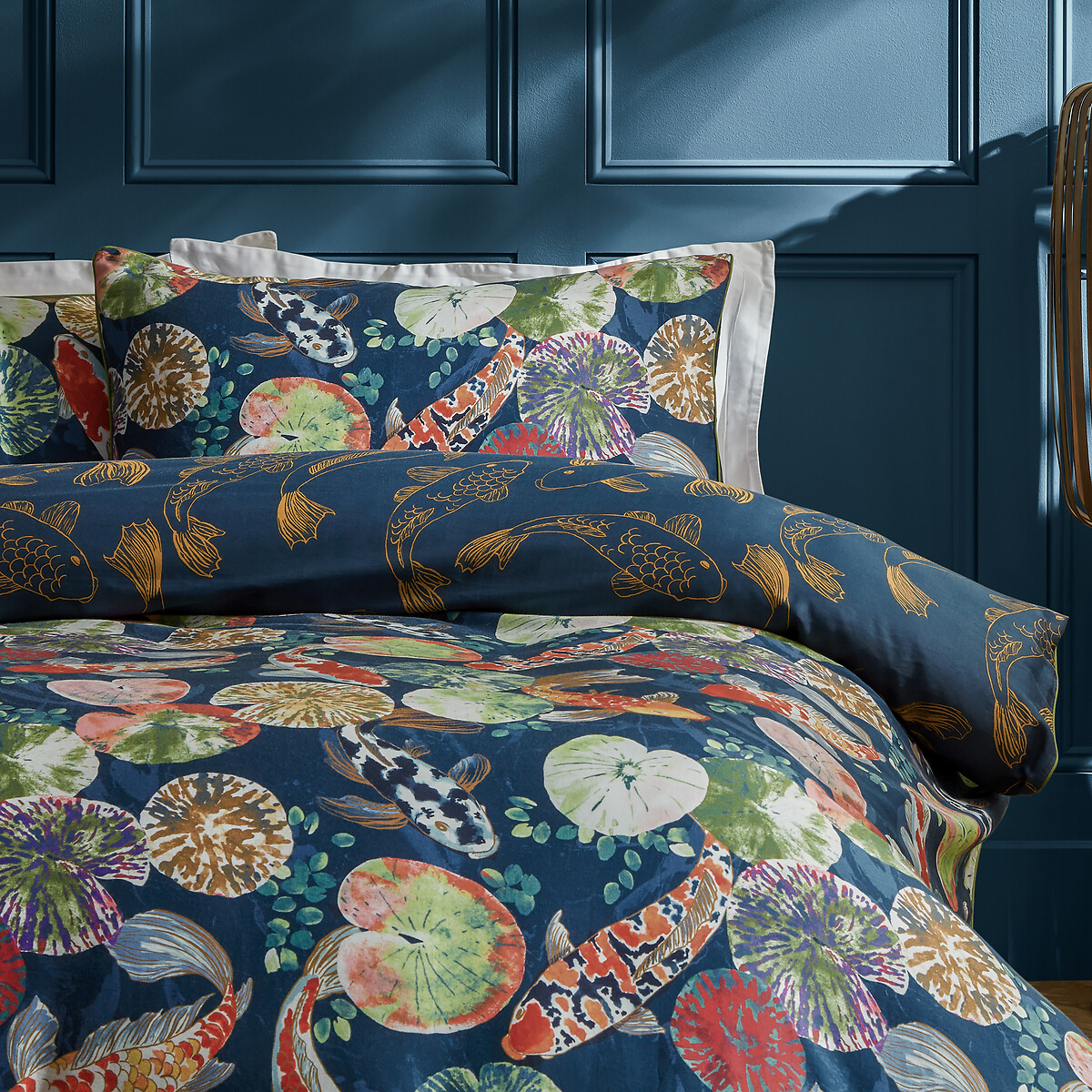 Pack of 2 Koi Pond 100% Cotton Sateen Pillowcase multi-coloured, PAOLETTI