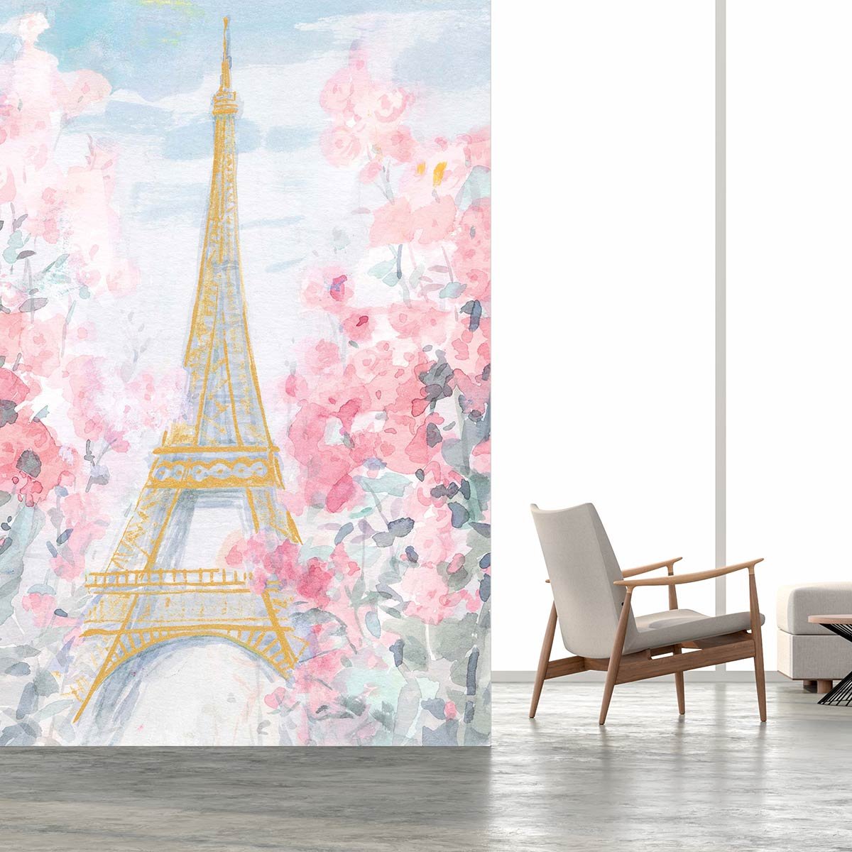 Papier peint tour eiffel en aquarelle intissé, HEXOA