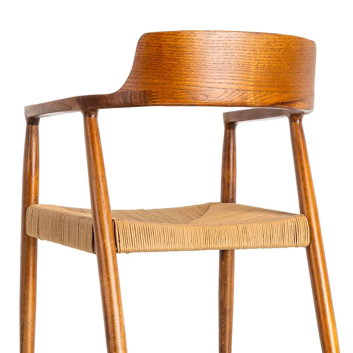 Fauteuil design en bois d'hévéa et assise cordage 57x57x78cm bois, WADIGA