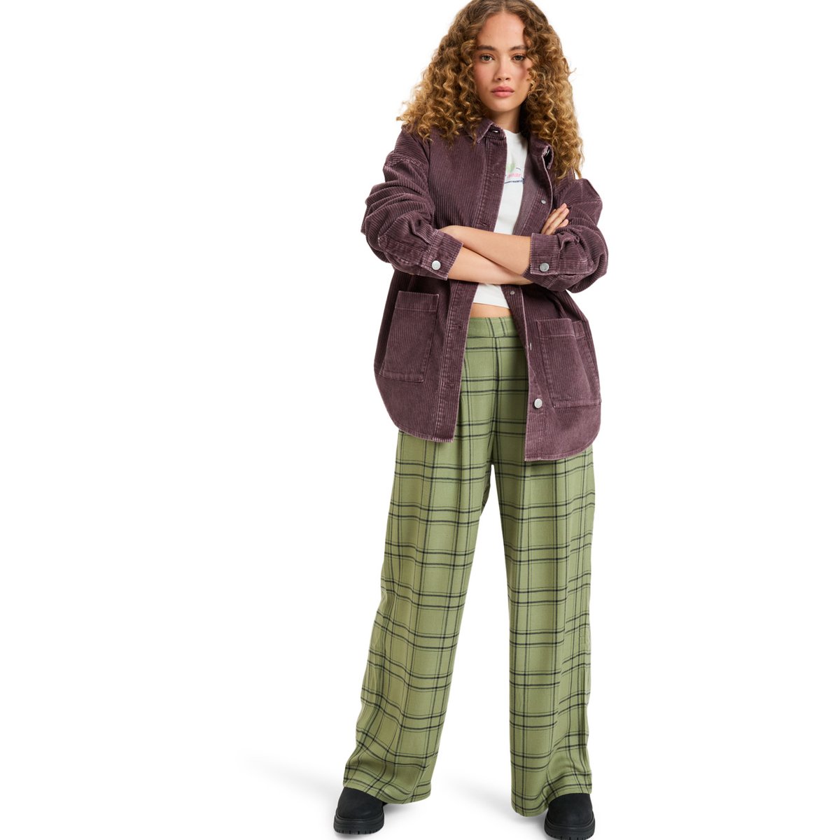 Veste oversize en velours côtelé KICK BACK WASHED CORD. rouge huckleberry, ROXY