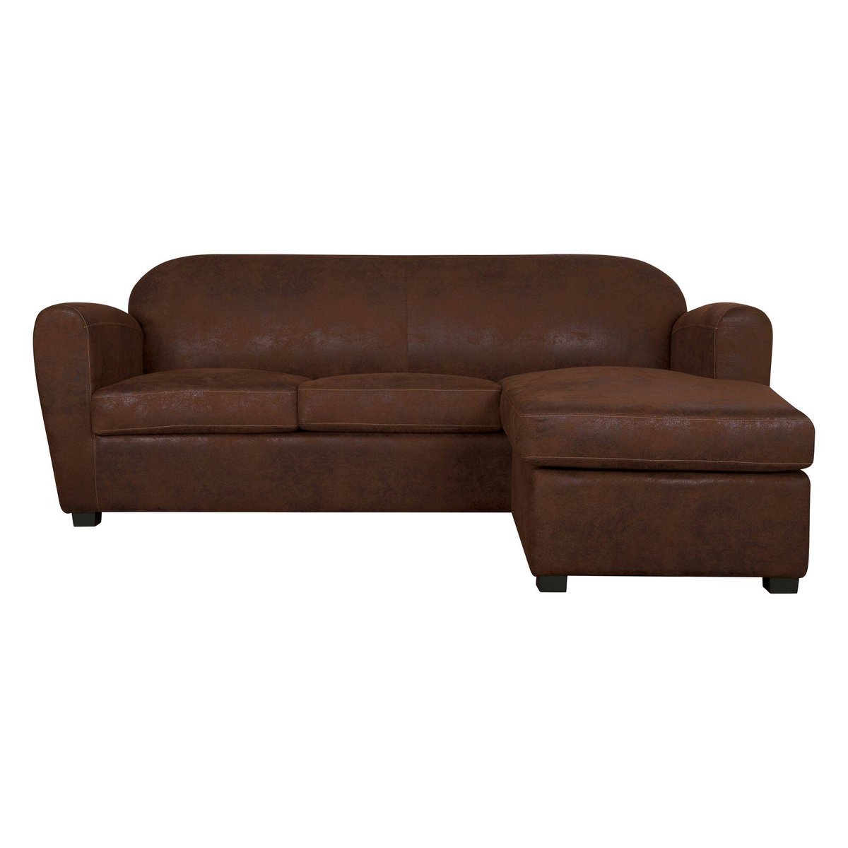 Canapé d'angle microfibre aspect cuir vieilli - OWEN marron, CAMIF