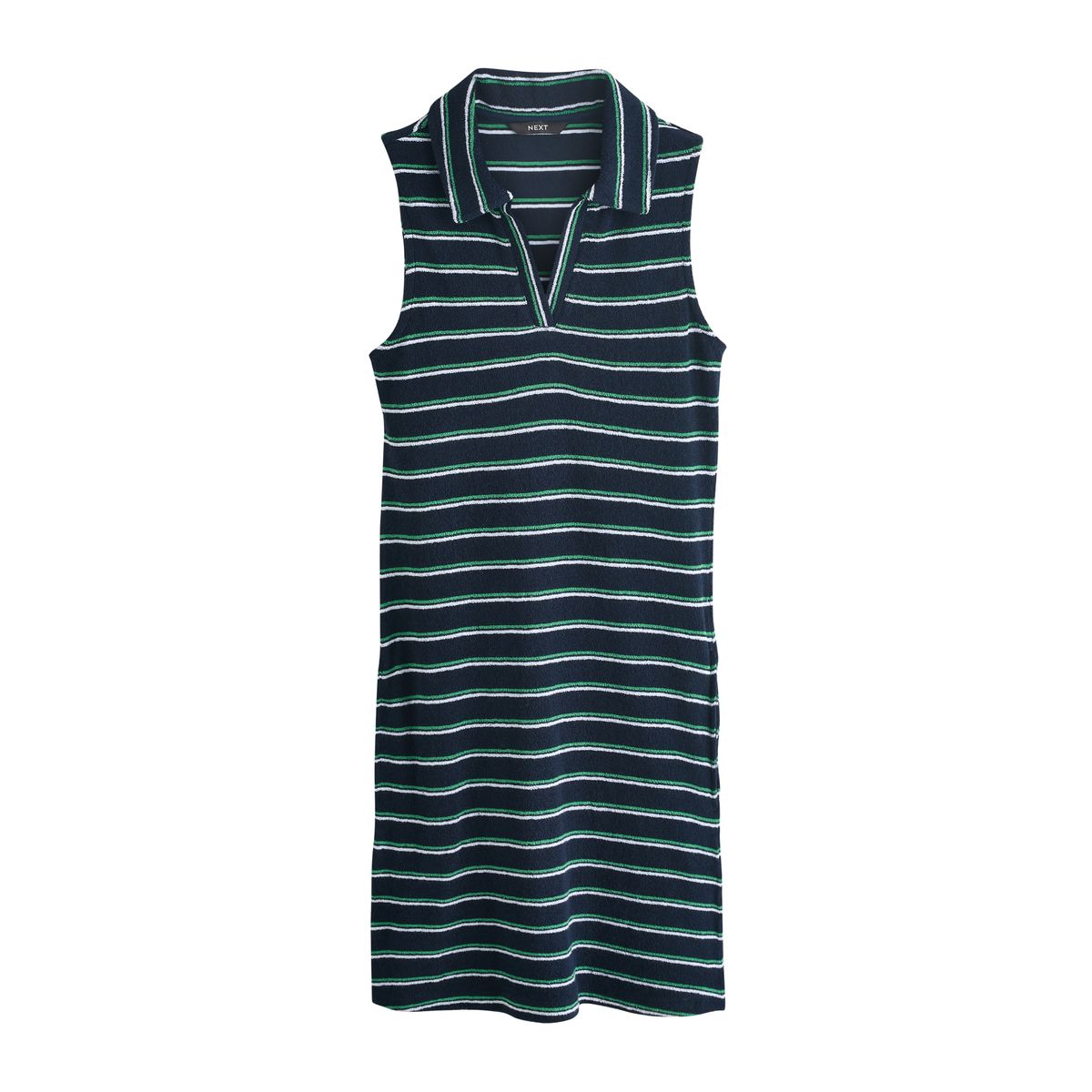 Robe polo courte en tissu éponge rayée bleu marine, NEXT