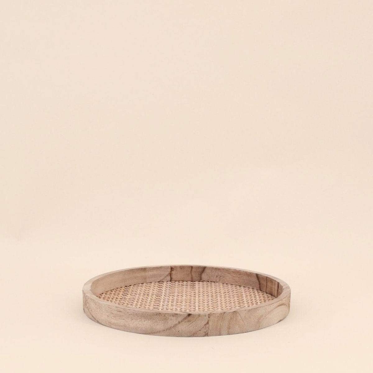 Set de 2 plateaux ronds en cannage naturel, ORNAMI
