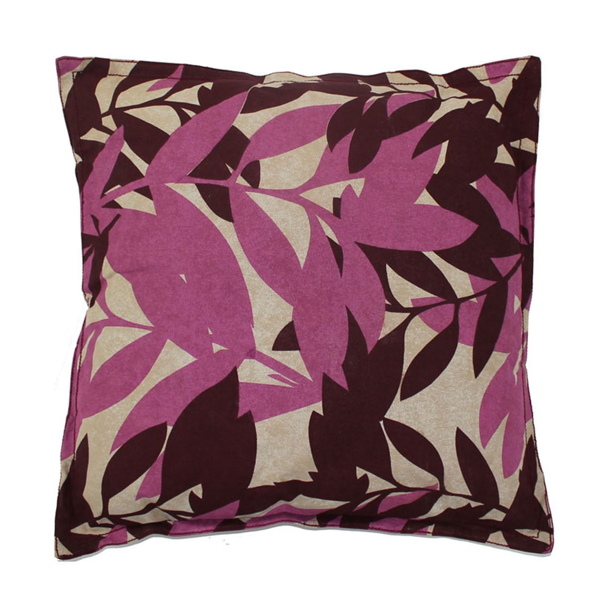 Coussin en coton à imprimés feuilles ASIA violet, THE DECO FACTORY