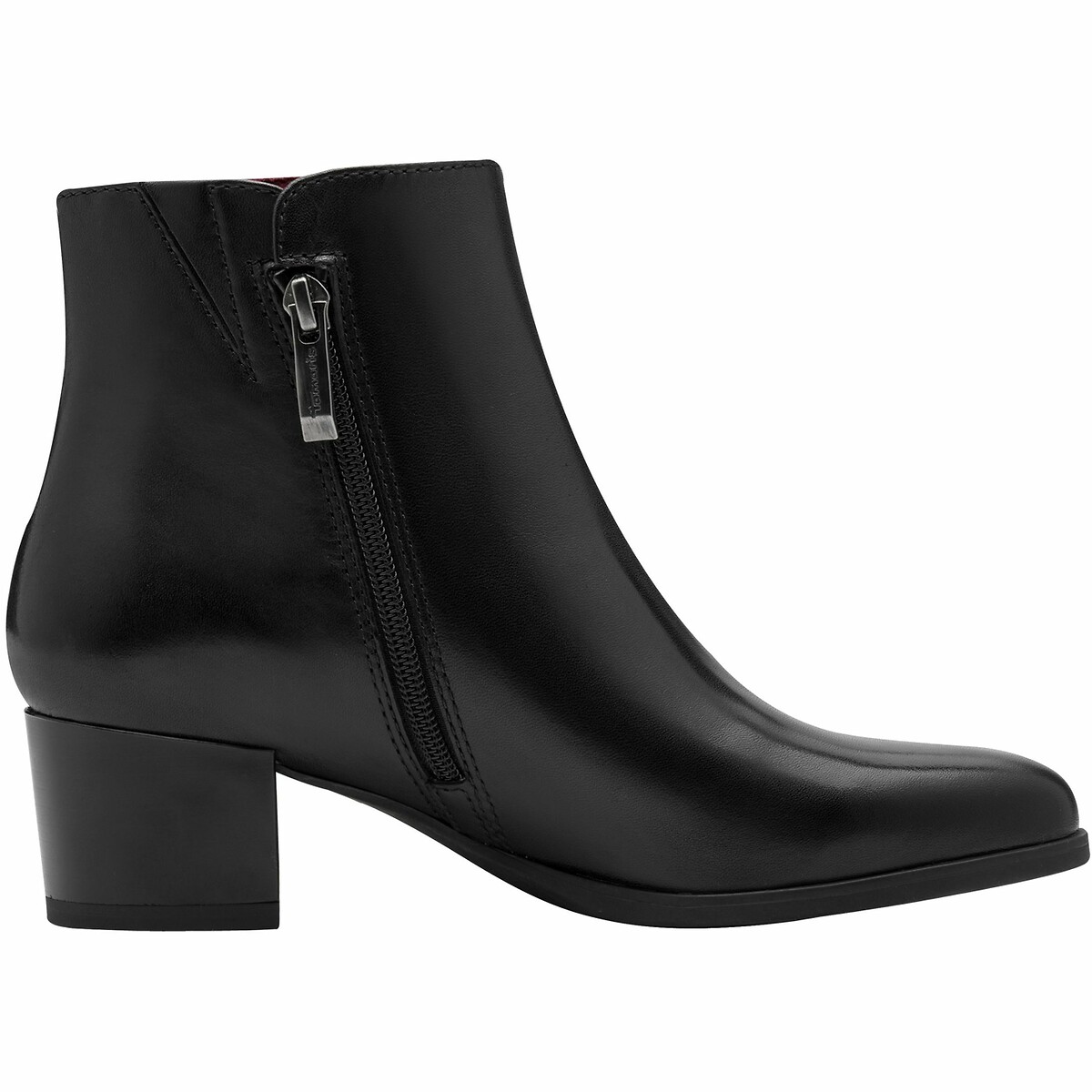 Leather Ankle Boots with Zip Fastening black, TAMARIS
